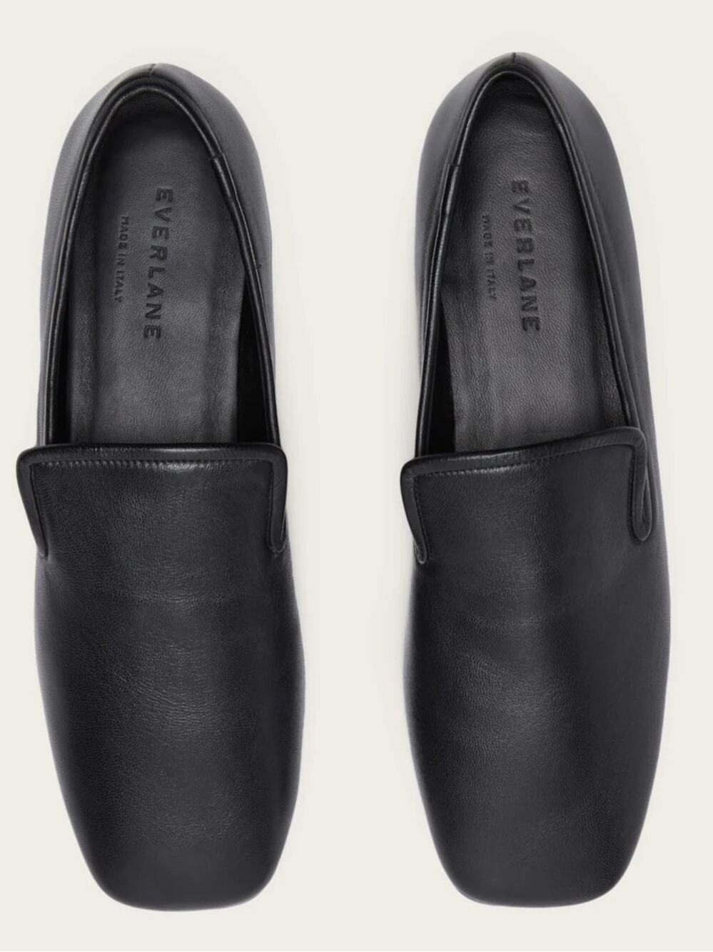 Everlane The Day Loafer Black Nappa Leather Smoking Flats Size 11 NWOB